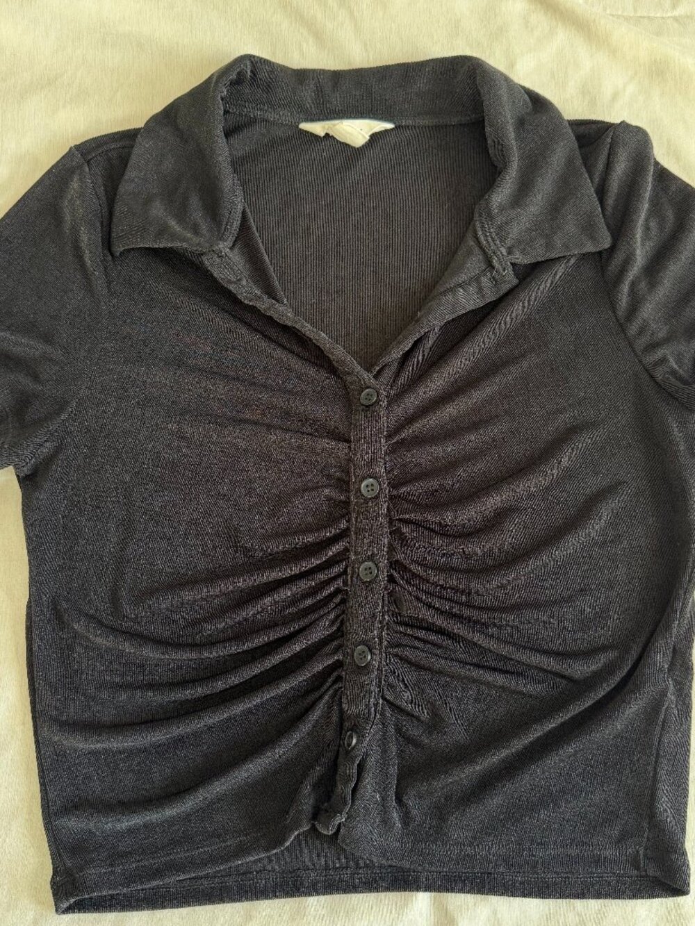 Collared Button Down Sinched T Shirt - Size M